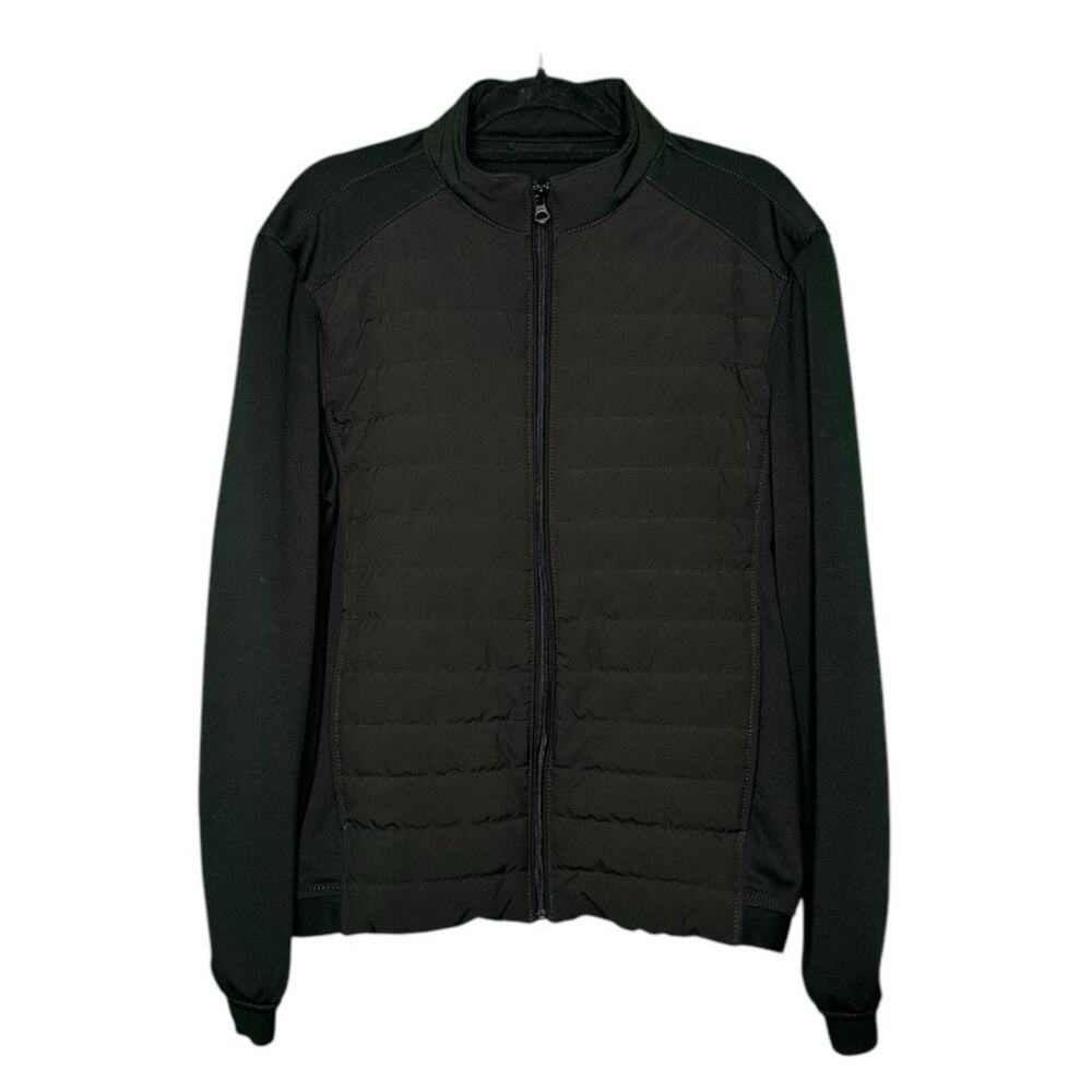 Zara man black quilted front zipper jacket size Large
